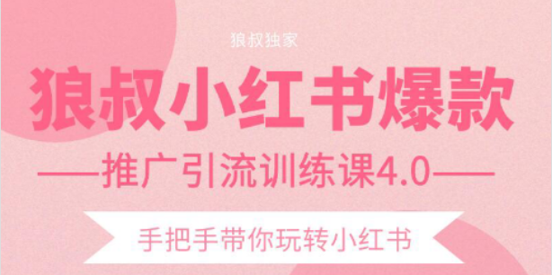 狼叔小红书爆款推广引流训练课4.0,手把手带你玩转小红书-水滴知识网