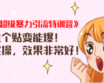 《小红书超级暴力引流特训营》随便发个贴变能爆,详细实操,效果非常好!-水滴知识网