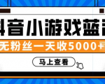赚钱计划:抖音小游戏蓝海项目,无粉丝一天收入5000+-水滴知识网