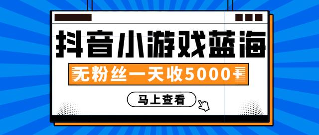 赚钱计划:抖音小游戏蓝海项目,无粉丝一天收入5000+-水滴知识网