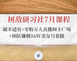 树敌研习社7月课程:破不适宜+零粉万人直播间卡广场+团队赚佣16W美女号套路-水滴知识网