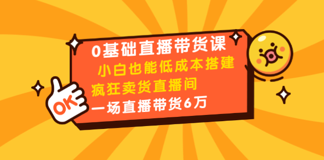 0基础直播带货课:小白也能低成本搭建疯狂卖货直播间:1场直播带货6万-水滴知识网