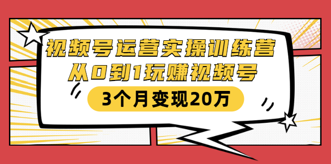 视频号运营实操训练营:从0到1玩赚视频号,3个月变现20万-水滴知识网