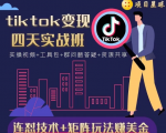 tiktok变现四天实战班，连怼技术+矩阵玩法赚美金！价值998元-水滴知识网