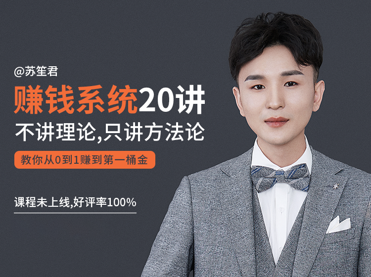 苏笙君的赚钱系统20课 教你从0到1赚到你的第一桶金(不讲理论,只讲方法论)-水滴知识网
