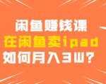闲鱼赚钱课：在闲鱼卖ipad，如何月入3W？详细操作教程-水滴知识网