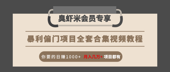 暴利偏门项目全套合集视频教程:你要的日赚1000+月入几万+项目都有-水滴知识网