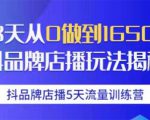 抖品牌店播5天流量训练营：28天从0做到1650万抖音品牌店播玩法揭秘-水滴知识网