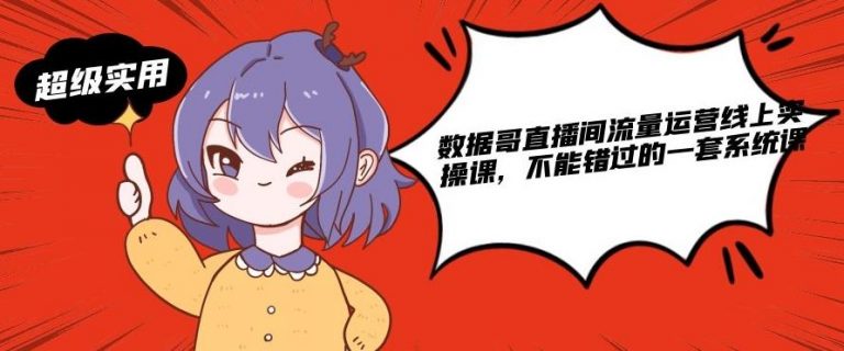 数据哥直播间流量运营线上实操课,不能错过的一套系统课-水滴知识网