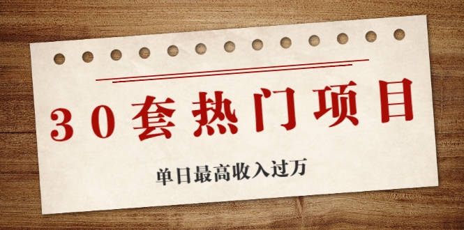 30套热门项目:单日最高收入过万 (网赚项目、朋友圈、涨粉套路、抖音、快手)等-水滴知识网