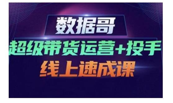 数据哥·超级带货运营+投手线上速成课,快速提升运营和熟悉学会投手技巧-水滴知识网