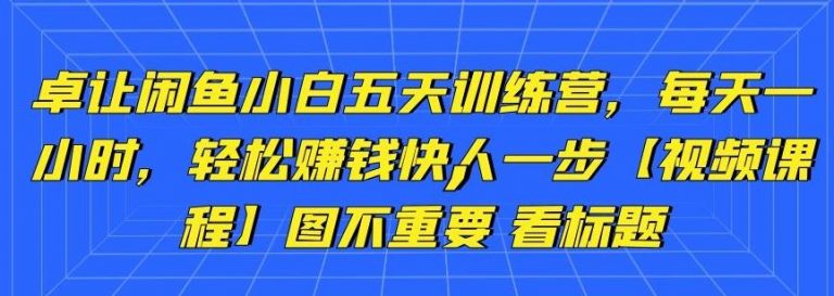 卓让闲鱼小白五天训练营,每天一小时,轻松赚钱快人一步-水滴知识网