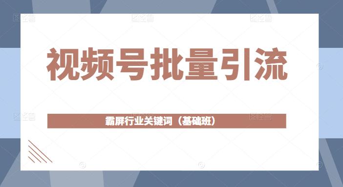 视频号批量引流，霸屏行业关键词（基础班）全面系统讲解视频号玩法-水滴知识网