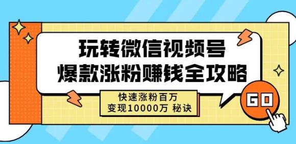 玩转微信视频号爆款涨粉赚钱全攻略,快速涨粉百万变现万元秘诀-水滴知识网