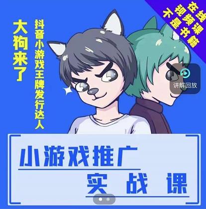 大狗来了：小游戏推广实战课，带你搭建一个游戏推广变现账号-水滴知识网