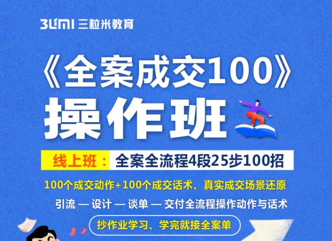《全案成交100》全案全流程4段25步100招,操作班-水滴知识网
