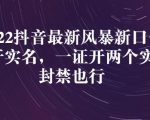 2022抖音最新风暴新口子:多开实名,一整开两个实名,封禁也行-水滴知识网