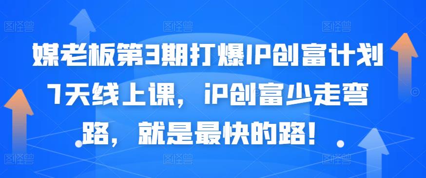 媒老板第3期打爆IP创富计划7天线上课，iP创富少走弯路，就是最快的路！-水滴知识网