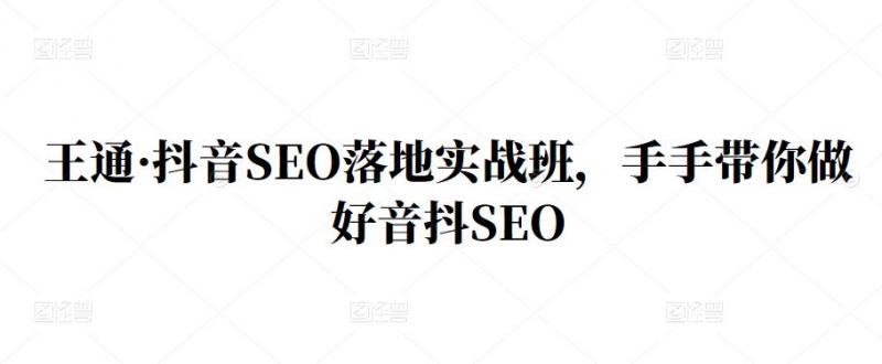 王通·抖音SEO落地实战班，手‬手带你做好音抖‬‬SEO-水滴知识网