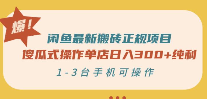 闲鱼最新搬砖正规项目:傻瓜式操作单店日入300+纯利,1-3台手机可操作-水滴知识网