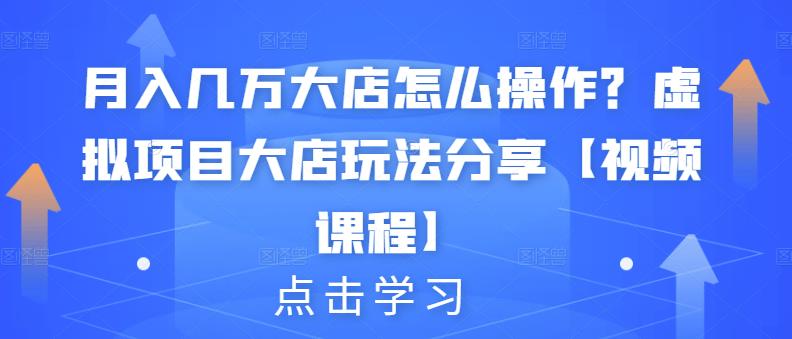 月入几万大店怎么操作?虚拟项目大店玩法分享【视频课程】-水滴知识网