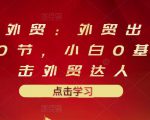 业仔外贸：外贸出口详解30节，小白0基础进击外贸达人 价值666元-水滴知识网
