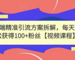 高端精准引流方案拆解,每天轻松获得100+粉丝【视频课程】-水滴知识网
