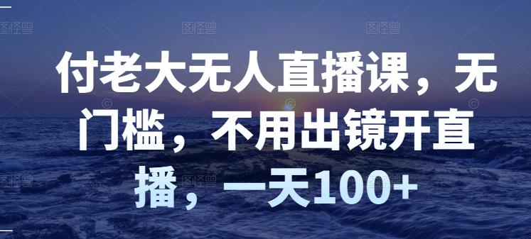 付老大无人直播课,无门槛,不用出镜开直播,一天100+-水滴知识网