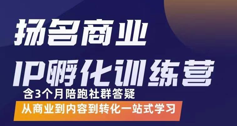 杨名商业IP孵化训练营，从商业到内容到转化一站式学 价值5980元-水滴知识网