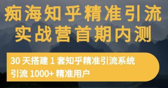 痴海知乎精准引流实战营1-2期,30天搭建1套知乎精准引流系统,引流1000+精准用户-水滴知识网