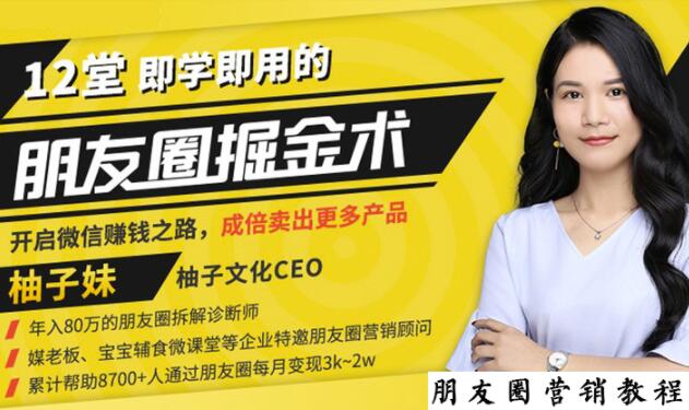 【营销必学】12堂学之即用的朋友圈掘金术:开启你的副业赚钱之路-水滴知识网