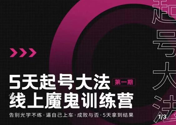 大播·五天起号魔鬼训练营,告别光学不练,逼自己上车,成败与否,5天拿到结果-水滴知识网