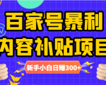 百家号暴利内容补贴项目,图文10元一条,视频30一条,新手小白日赚300+-水滴知识网