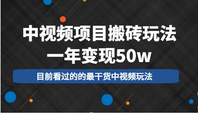中视频项目搬砖玩法,一年变现50w,目前看过的的最干货中视频玩法-水滴知识网