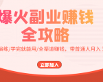 爆火副业赚钱全攻略：实打实演练/学完就能用/全渠道赚钱，带普通人月入３万元-水滴知识网