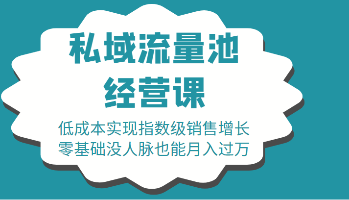 16堂私域流量池经营课:低成本实现指数级销售增长,零基础没人脉也能月入过万-水滴知识网