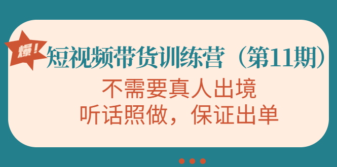 视频带货训练营，不需要真人出境，听话照做，保证出单（第11期）-水滴知识网