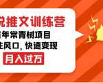 小说推文训练营,万年常青树项目,抓住风口,快速变现月入过万-水滴知识网