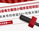 《抖音毒文案挂小程序变现项目》单天单号的收益50+可放大操作-水滴知识网