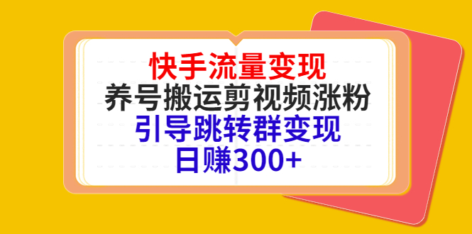 快手流量变现,养号搬运剪视频涨粉,引导跳转群变现日赚300+-水滴知识网