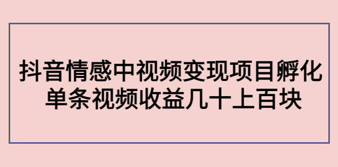 副业孵化营第5期:抖音情感中视频变现项目孵化 单条视频收益几十上百-水滴知识网