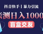 日收益1000+的交友盲盒副业丨有手就行的抖音快手暴力引流-水滴知识网