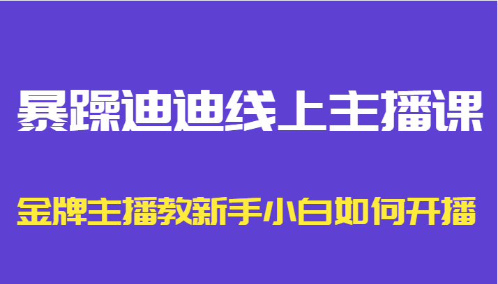 暴躁迪迪线上主播课，金牌主播教新手小白如何开播-水滴知识网