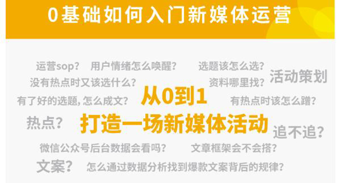 新媒体运营系列课,课程零基础入门,解锁高薪职业必备的四项技能-水滴知识网