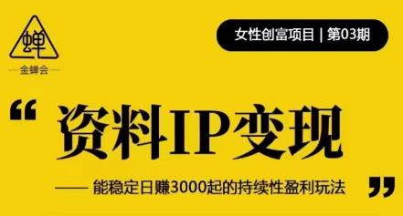 资料IP变现，能稳定日赚3000起的持续性盈利玩法-水滴知识网