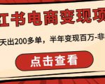 顽石·小红‬书电商变现项目，实测当天出200多单，半年变现百万，非常稳定-水滴知识网