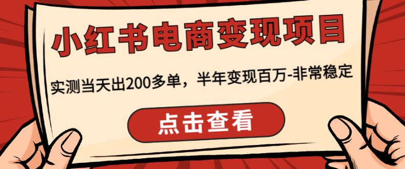 顽石·小红书电商变现项目,实测当天出200多单,半年变现百万,非常稳定-水滴知识网