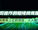 五个可操作的短视频变现项目:年销售额上亿的项目,人人能复制-水滴知识网