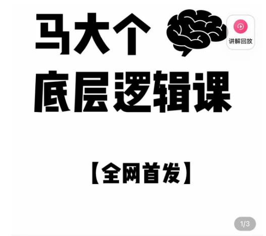 马大个·底层逻辑课,51节底层逻辑智慧课-价值1980元-水滴知识网
