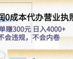 高利润0成本代办营业执照项目:一单赚300元日入4000+不会违规,不会内卷-水滴知识网